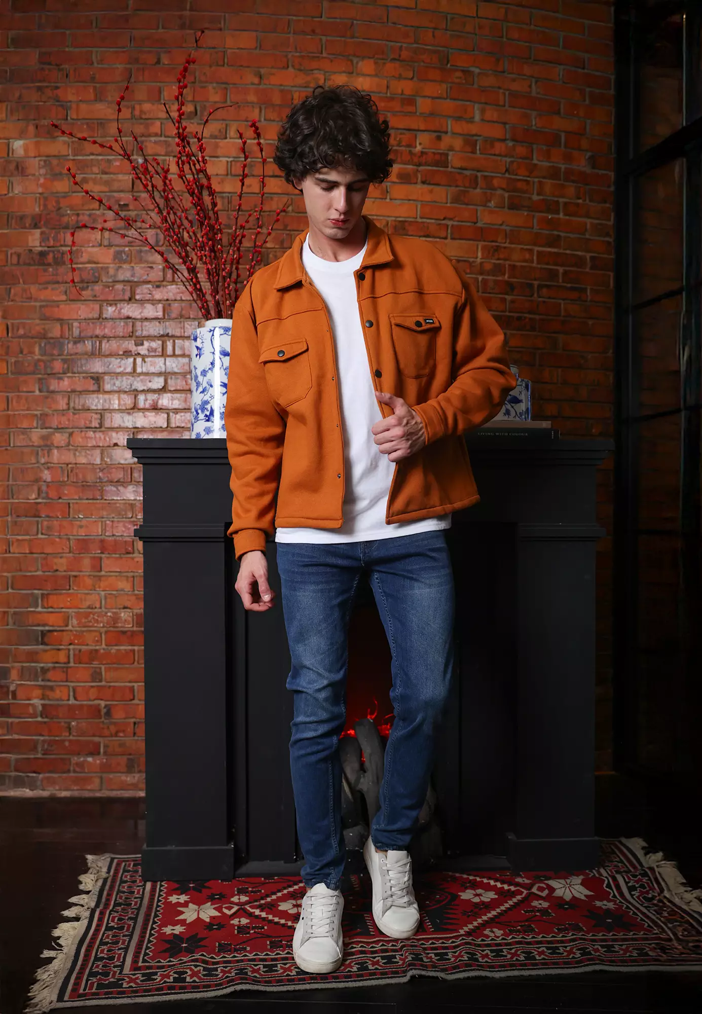 Ryusei Jaket Pria Boxy Fit Fukusaki Mustard