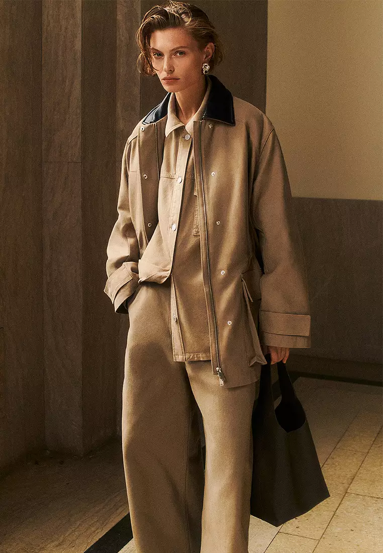 Buy COS Leather-Collar Field Jacket Online | ZALORA Malaysia