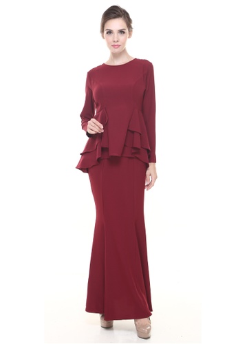Rina Nichie Couture Lora Peplum in Maroon | ZALORA Malaysia