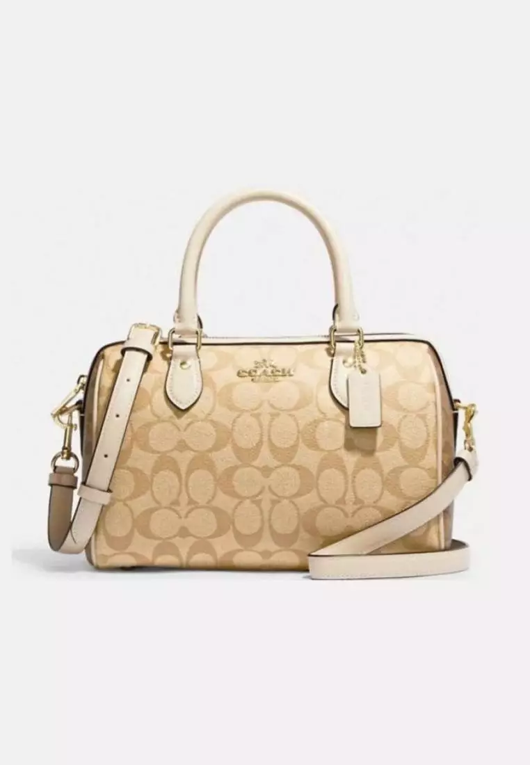 Coach Rowan Satchel In Blocked Signature Canvas Light Khaki Multi