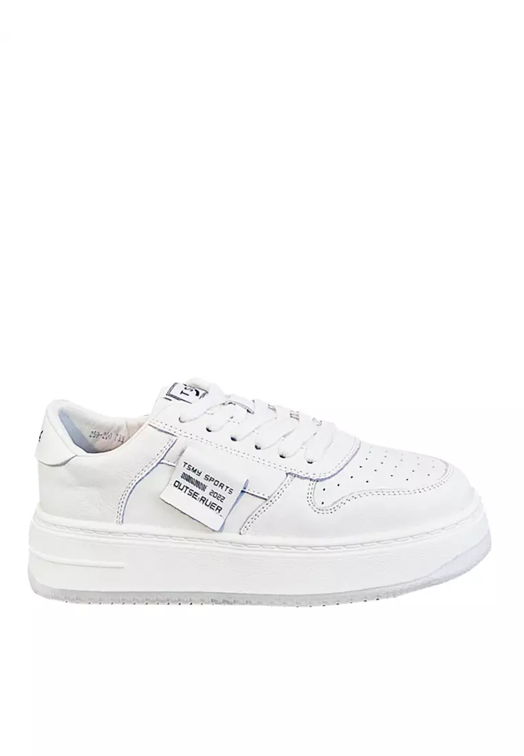 White leather platform tennis cheap shoes