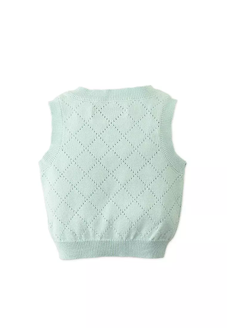 Baby Pamela Machine- Knitted Top with Diamond Pattern and Mini Bows