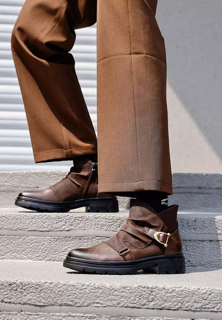Platform Side Zipper Utility Boots KB26M01