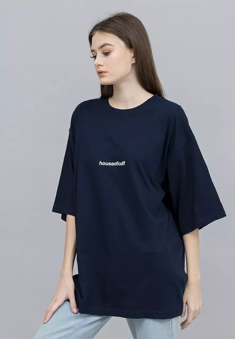 Houseofcuff Kaos Oversize Tshirt Wanita Unisex Tebal Navy Ramen Temple