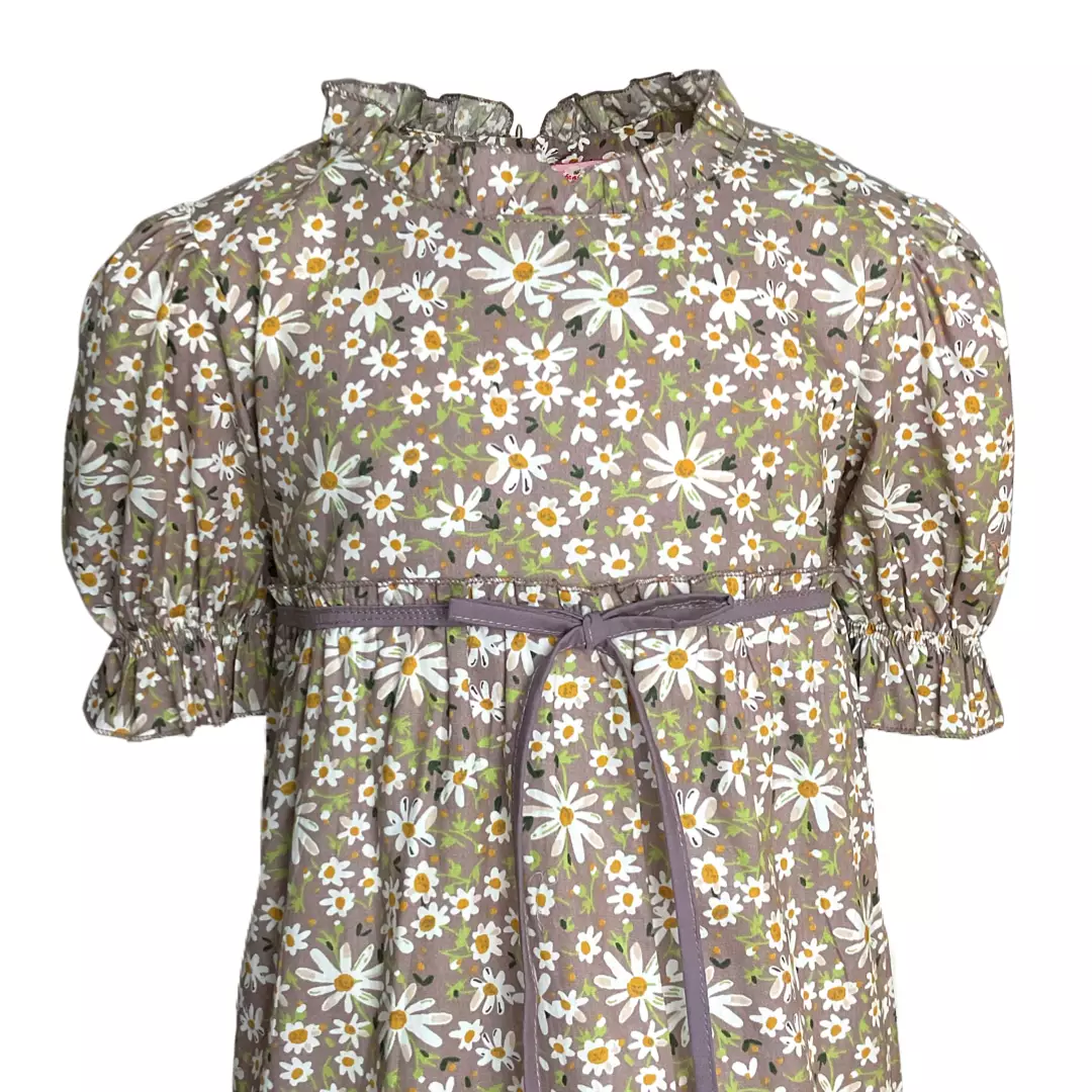 Pingu Long Dress Anak Perempuan Printing Flower Cokelat 91000329