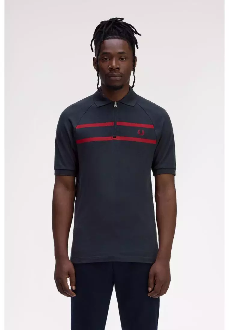 Perry Buy Fred Perry Fred Perry M1726 Pique Zip Neck Polo Shirt (Navy