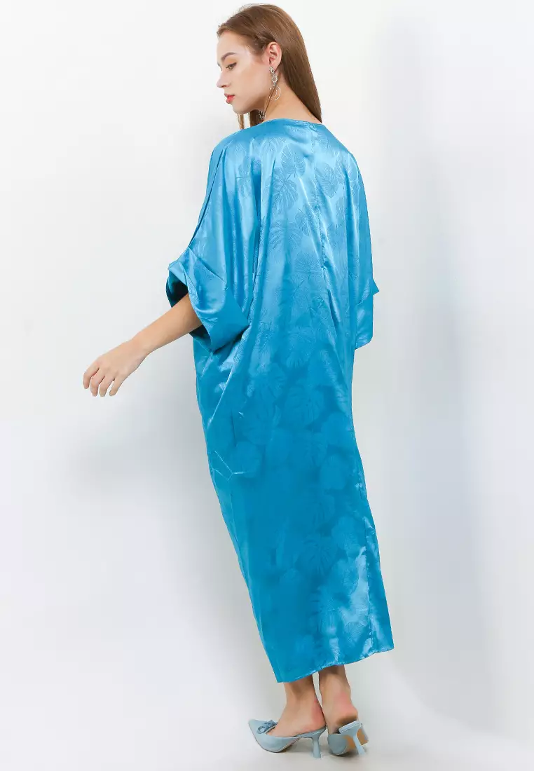 Printed Silk Sateen Twisted Kaftan