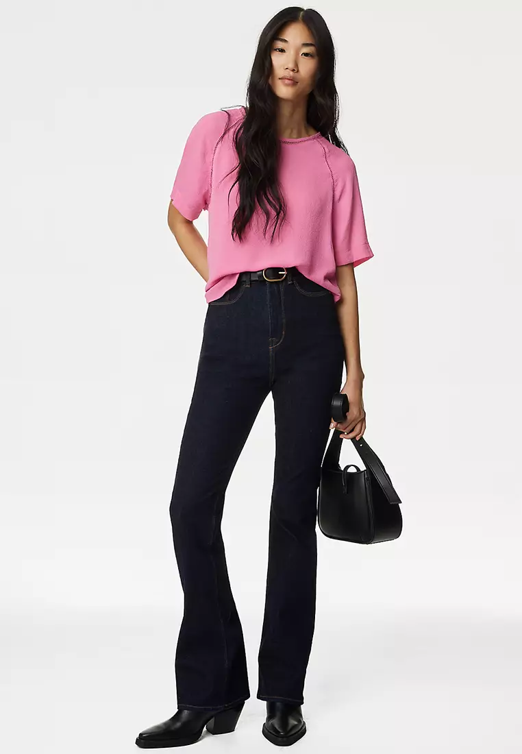 Textured Round Neck Blouse