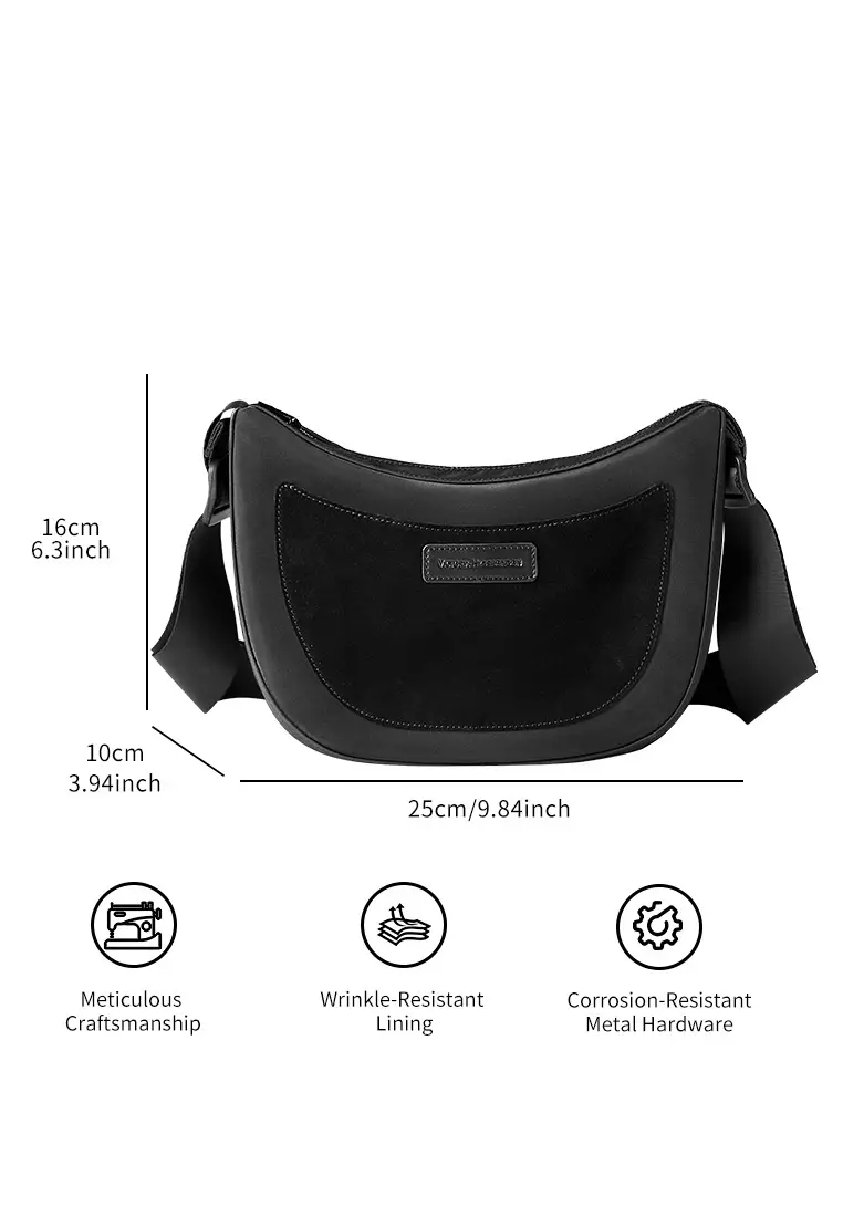 Loren 女士流浪包 單肩包 斜挎包 可調節肩帶長度 防水面料 快速拆解運動扣-黑色