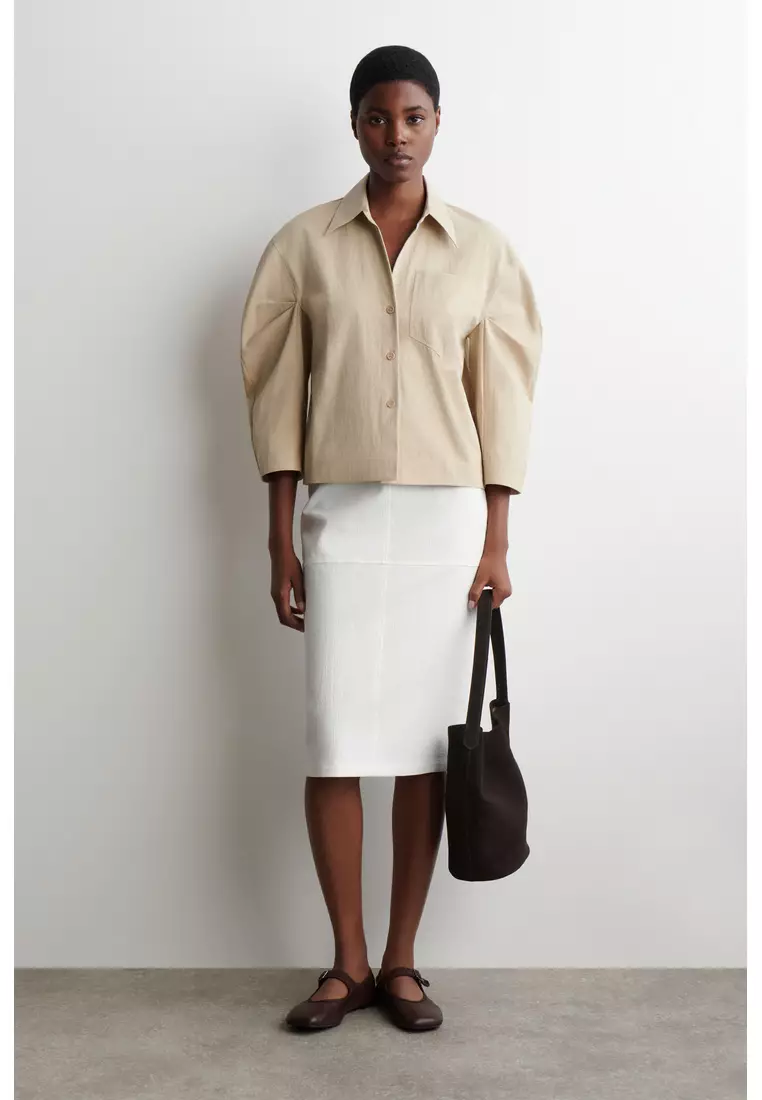 CURVED-SLEEVE COTTON SHIRT