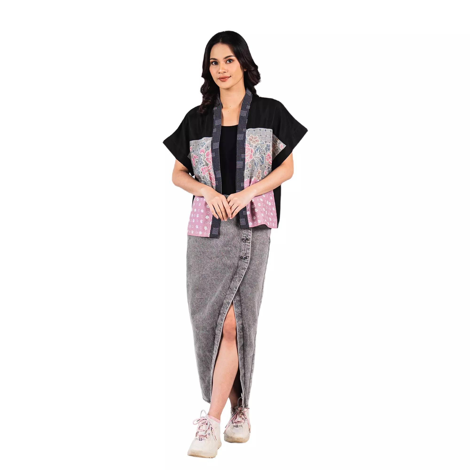 Blazer Batik Wanita - Atasan Batik - Bhatara Batik Mikata - Outer Batik Modern Lengan Pendek