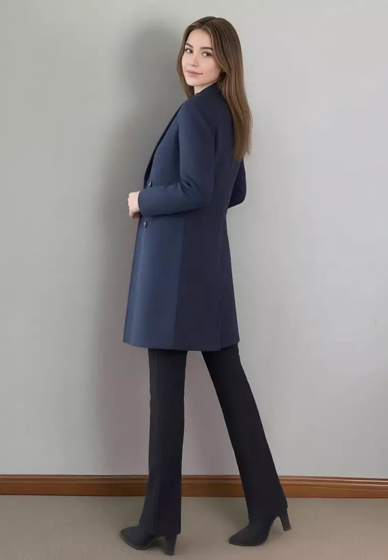 反領中長款修腰風褸西裝外套