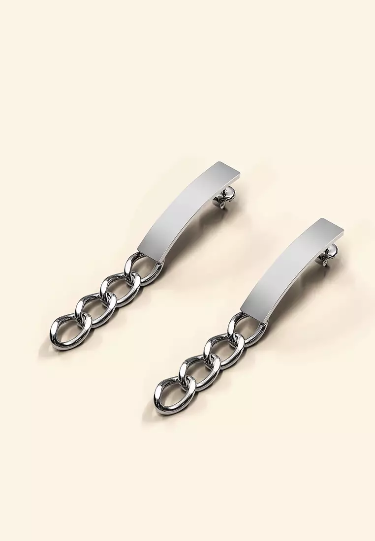 Royal Chain Stud Earrings in White Gold