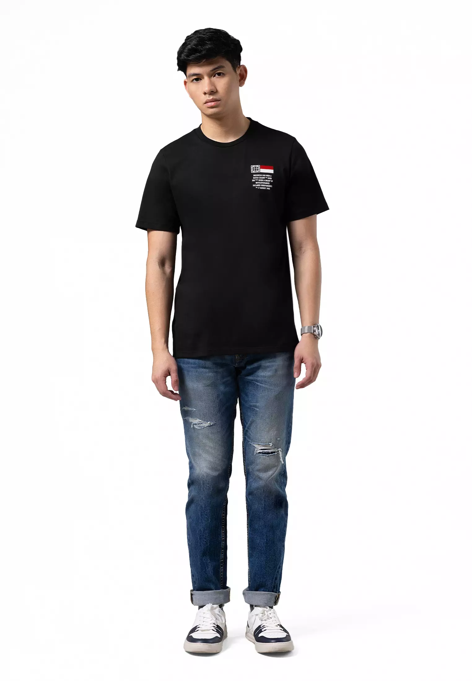 MANZONE Kaos Lengan Pendek Pria MZT-ID-LUIS - BLACK