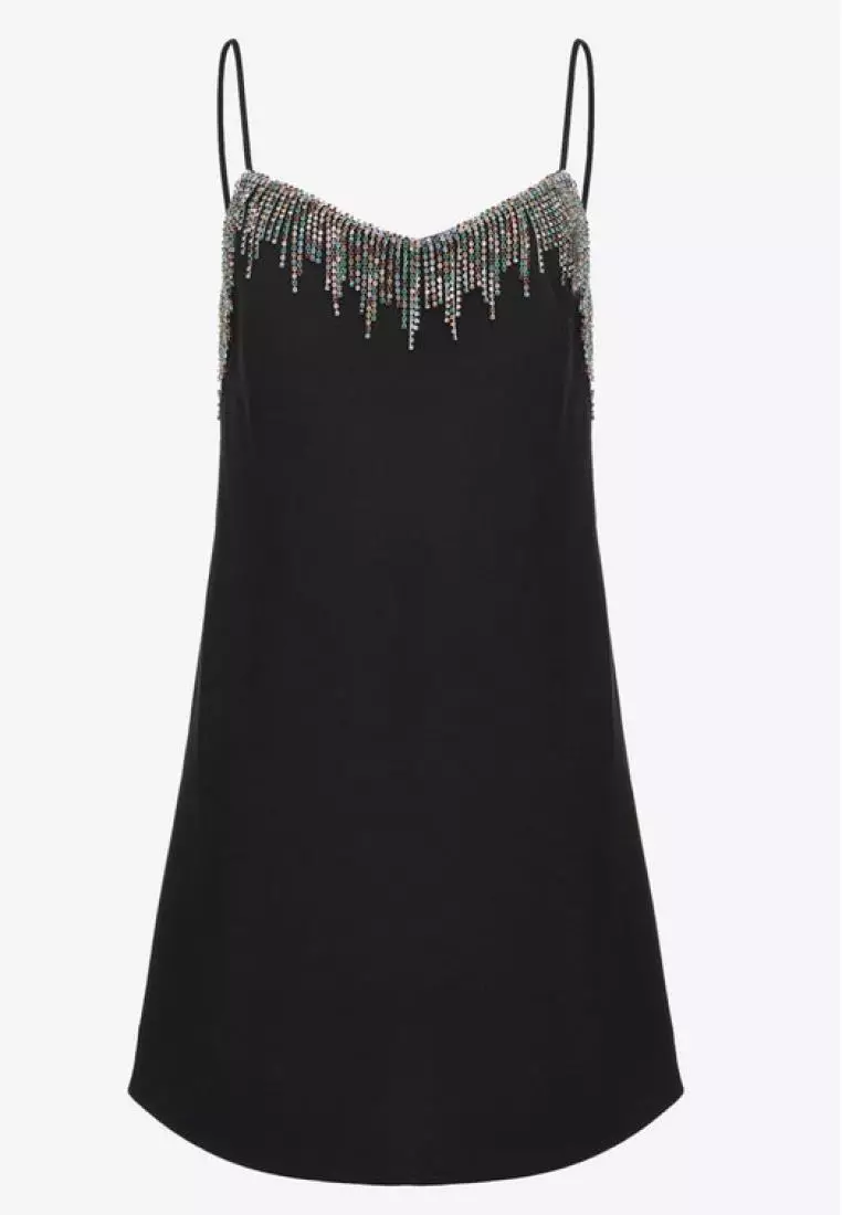 Buy Pinko Mini slip dress with rhinestone fringe Online | ZALORA Malaysia