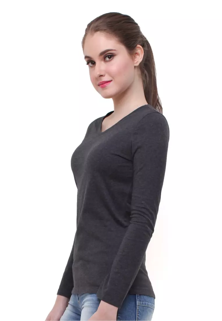 LGS - Kaos Casual - Kaos Wanita - Polos - Hitam - Slim Fit - LTS.555.Q1047.065.C
