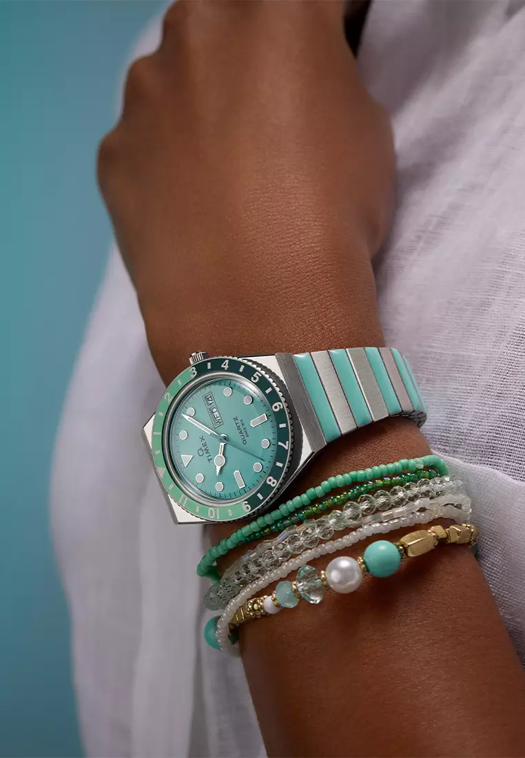 Timex Q Timex® Blue Stainless Steel Analog Quartz Watch For Women TW2W87800