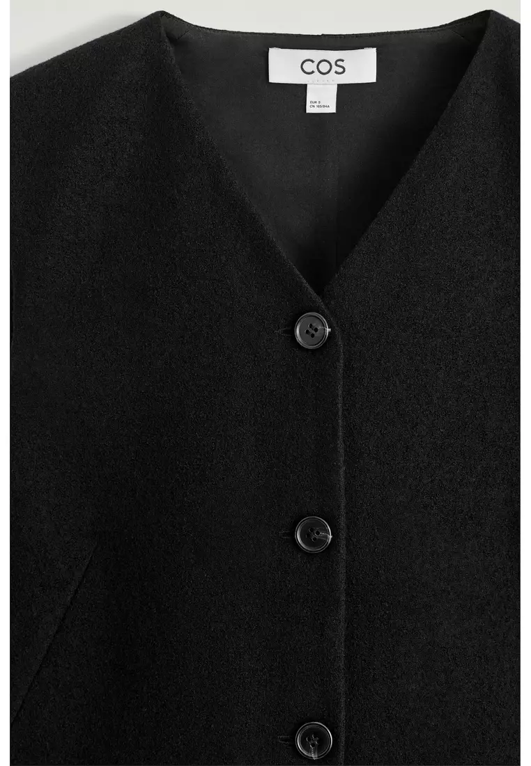 MERINO WOOL BUTTONED SHIFT MINI DRESS