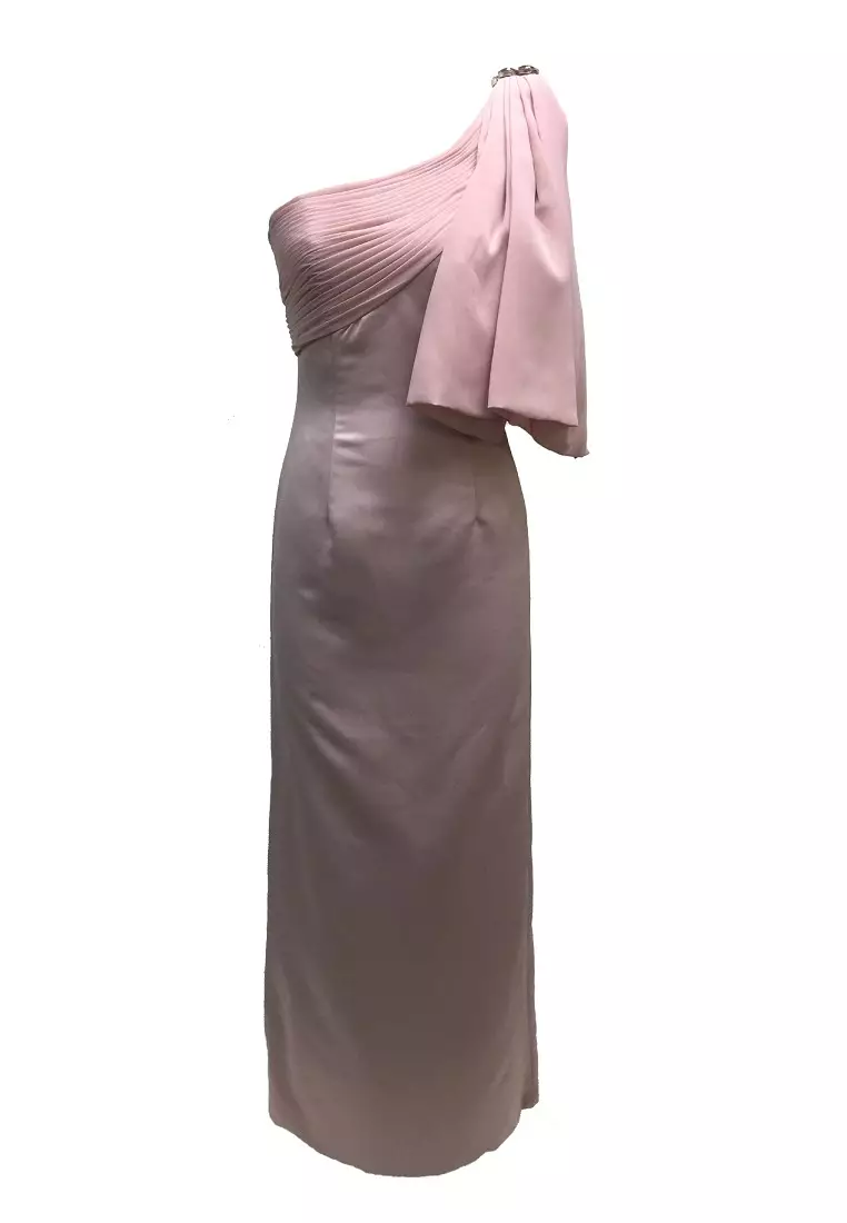 One shoulder dress deals with satin sash