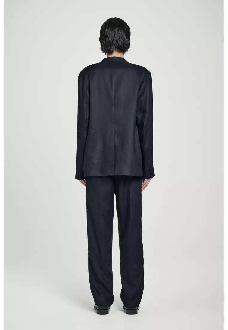 RELAXED LINEN TAPERED TROUSERS