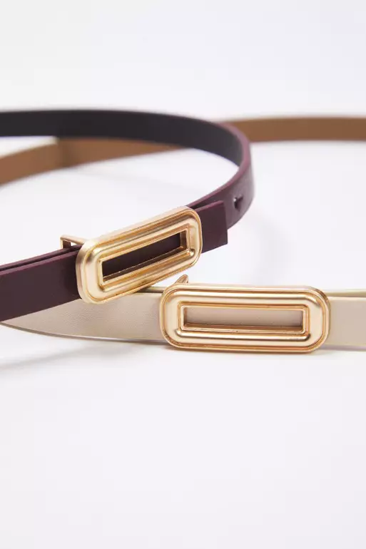 Stone-Burgundy Buckle 2 Pack Leather Look TWOAW25KE00009