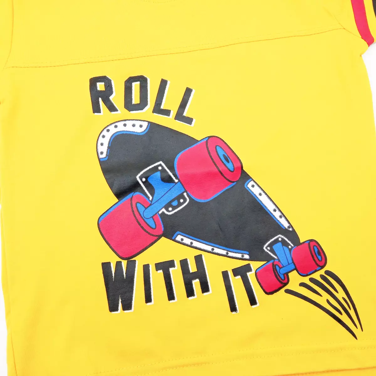 Wakakids Kaos Anak Laki Laki Atasan Baju Oblong Lengan Pendek Motif Roll With It 3948 Putih