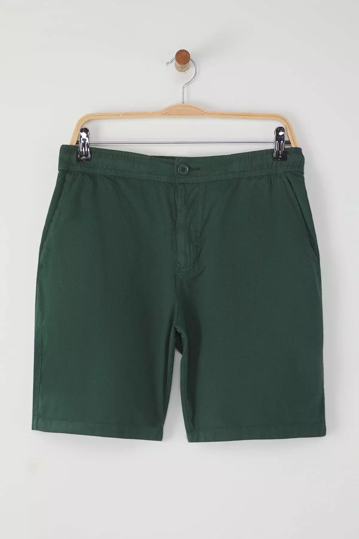 Dark Green Loose Fit Cotton Lace-Up Shorts TMNSS23SR00056