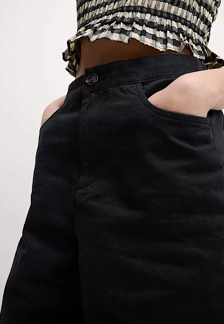 Elasticated Waist Barrel Leg Casual Trousers