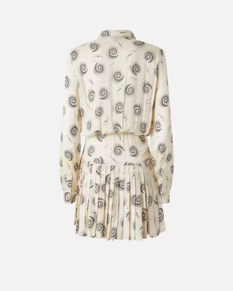 Short Twill Shirt Dress with Swirl Print