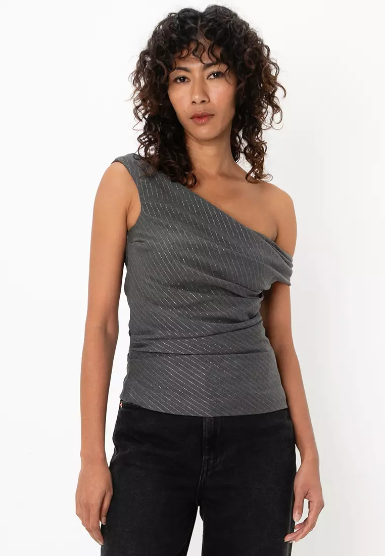 ZARA Asymmetric Striped Top 2025 | Buy ZARA Online | ZALORA