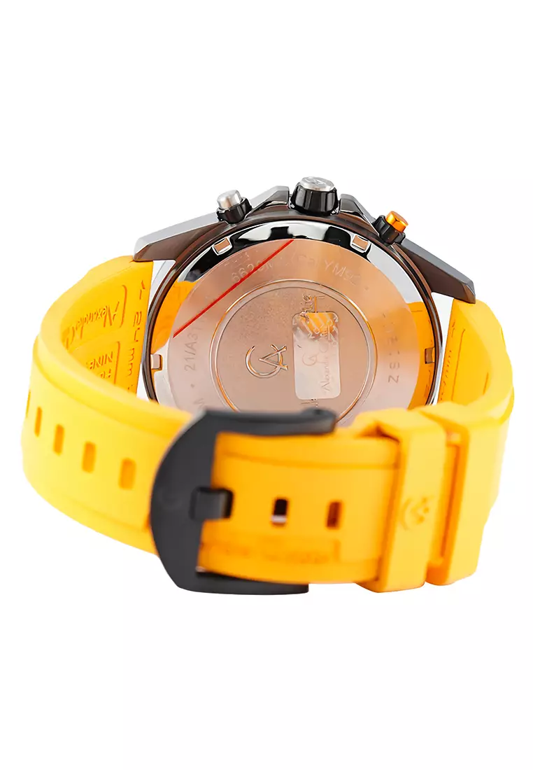 Alexandre Christie - Jam Tangan Pria - Silver - Yellow Rubber Strap - 6620 MCREPBAYL