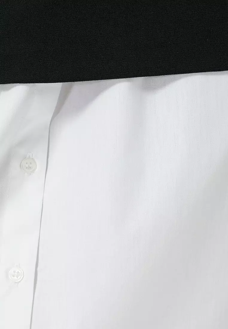Asymmetrical Midi Length Shirt Skirt With Hem Detail