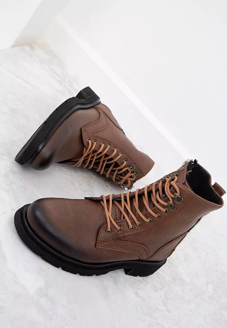 Zip Detail Combat Boots