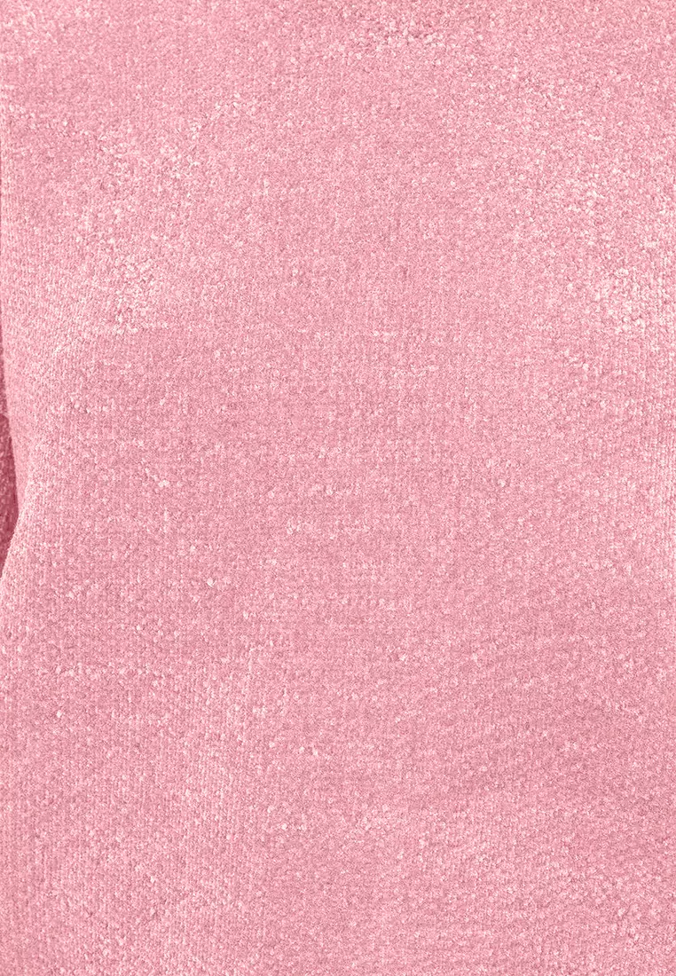 Pink Wide Pattern Special Yarn Knitwear Sweater