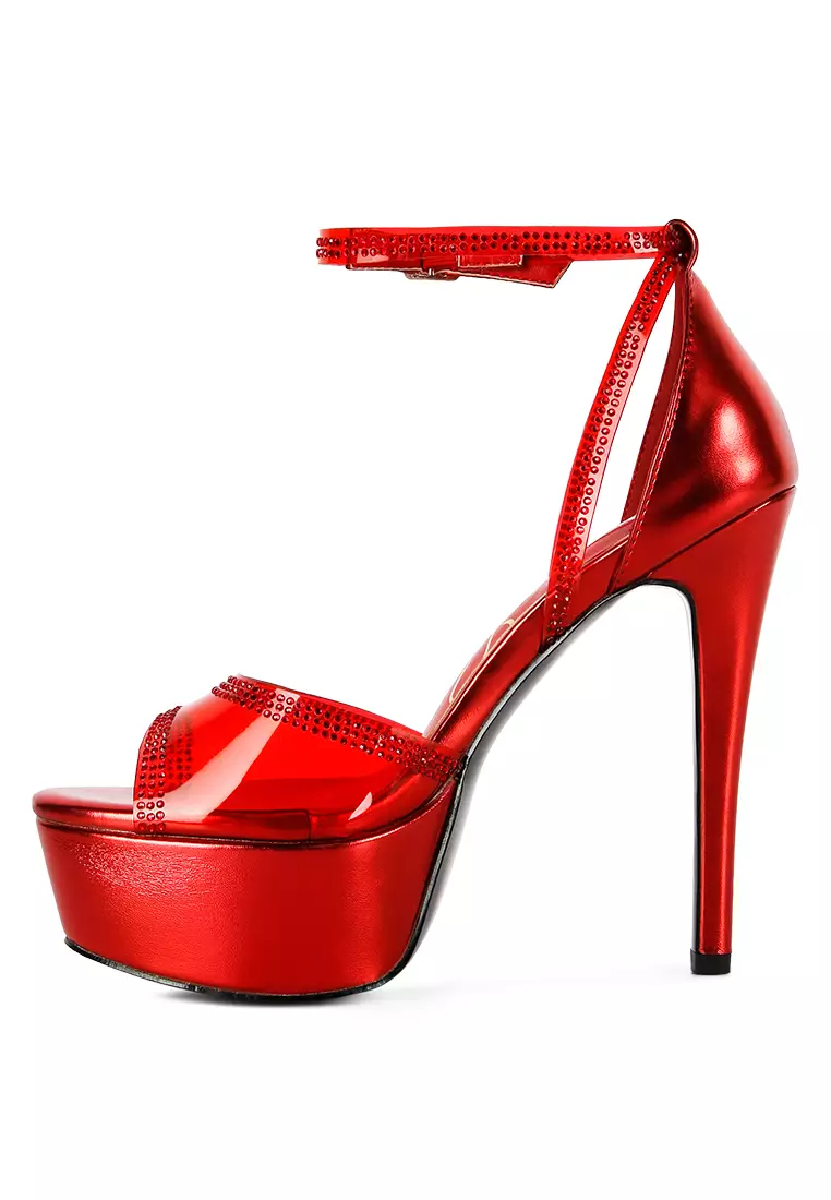 Red patent strappy heels hot sale