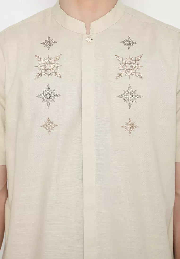 JOBB Idrees Baju Koko Pria Lengan Pendek Regular Fit Beige