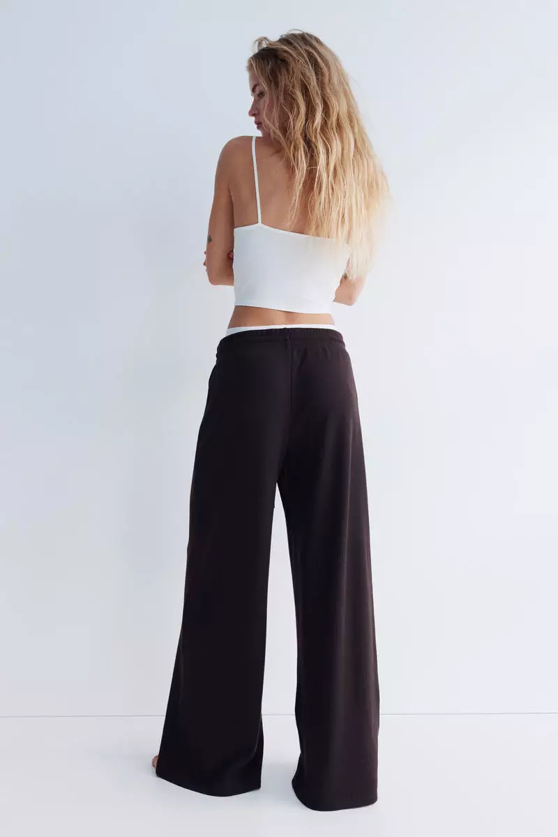 Waffled drawstring trousers