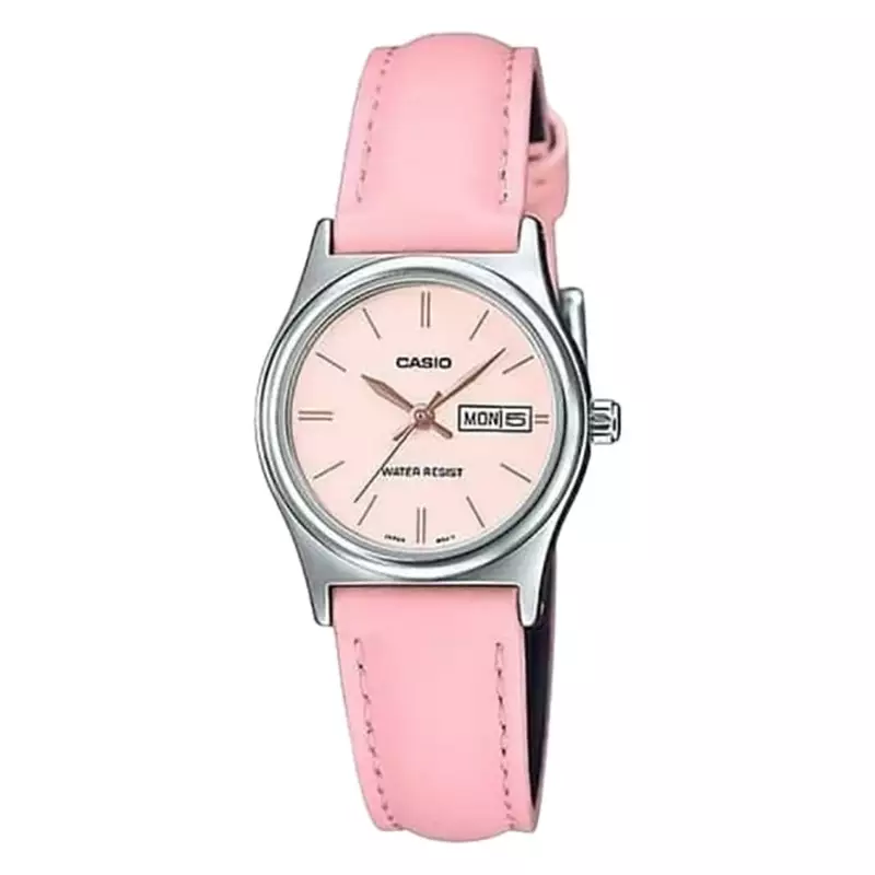 Jam Tangan Wanita Analog Casio Standard LTP-V006L-4BUDF LTPV006 LTP-V006L Pink Leather Band