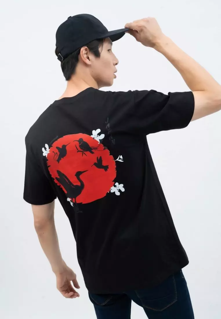 Houseofcuff T-shirt Kaos Hitam Motif Burung Japan Tersedia Size S-4XL