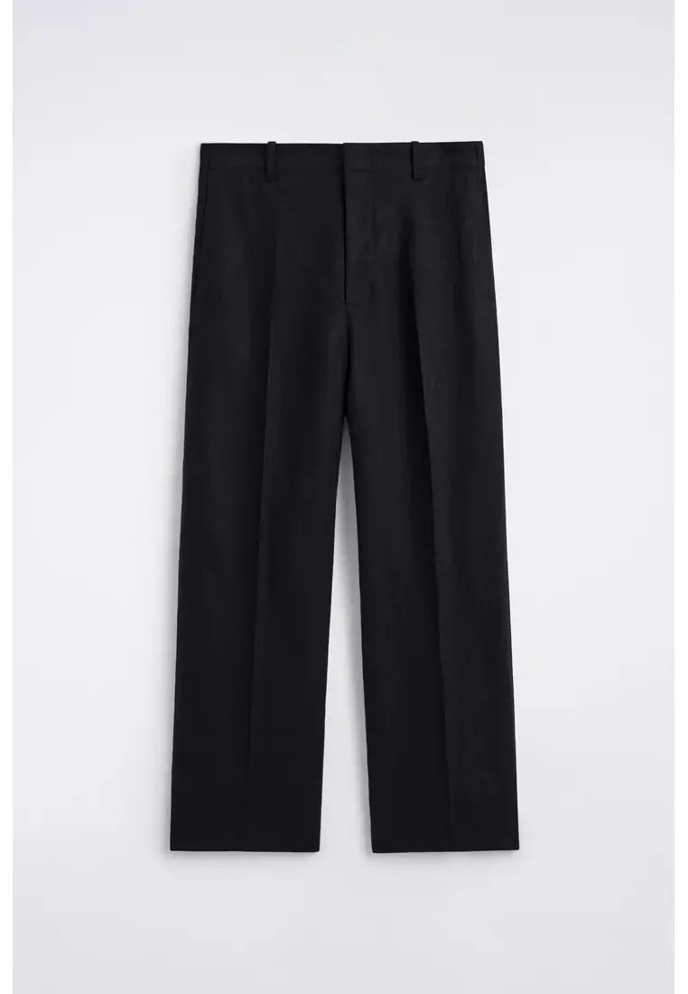 LINEN RELAXED-FIT STRAIGHT-LEG TROUSERS