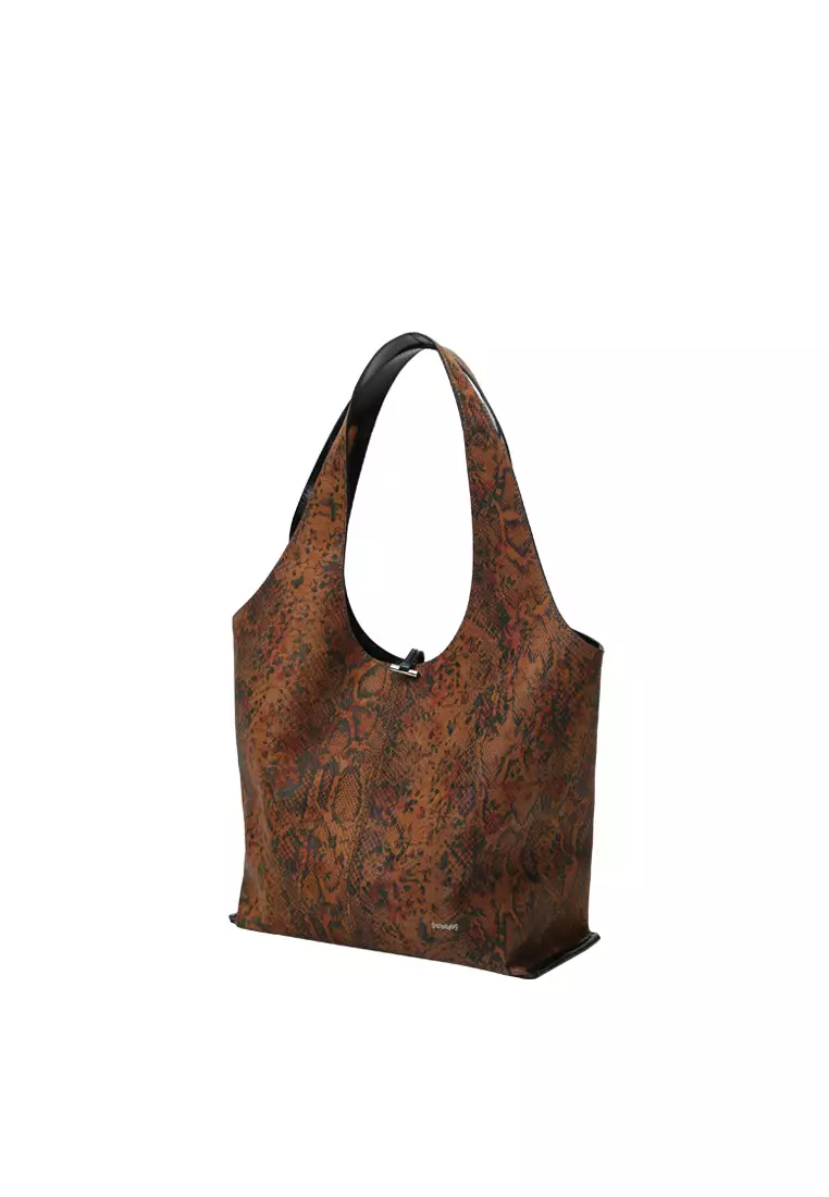 手提袋 - 蛇壓紋駝色