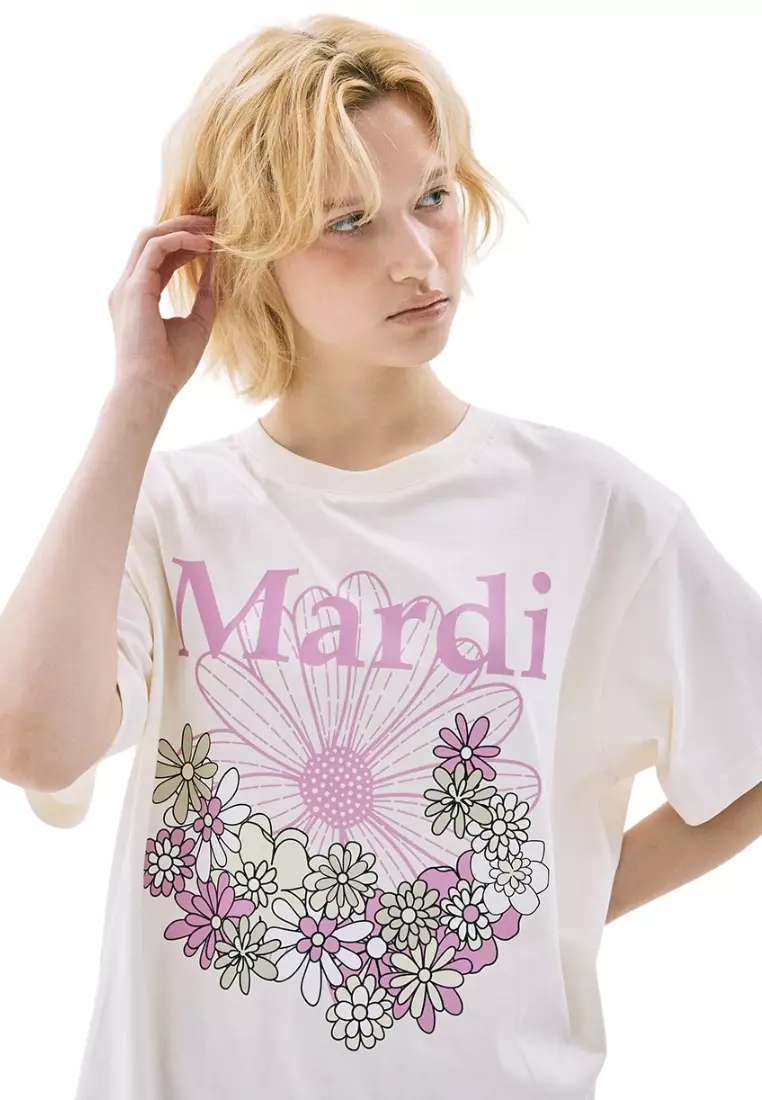 Tshirt Flowermardi Jardin - Cream Pinklavender