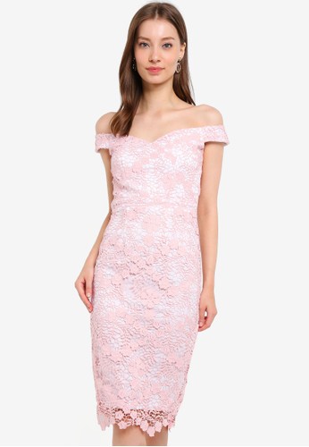Jual Paper Dolls Crochet Off The Shoulder Fitted Pencil Dress