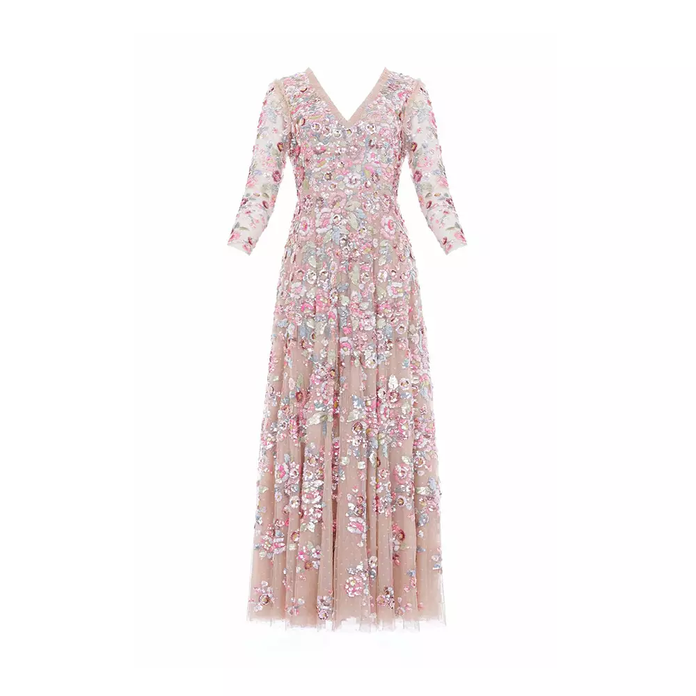 Jual Needle Thread Sequin Paradise Long Sleeve Gown Beige