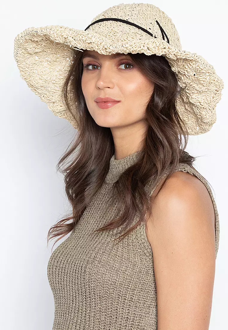 Buy Kats Clothing Hollow Beach Hat with String Bow Knot 2024