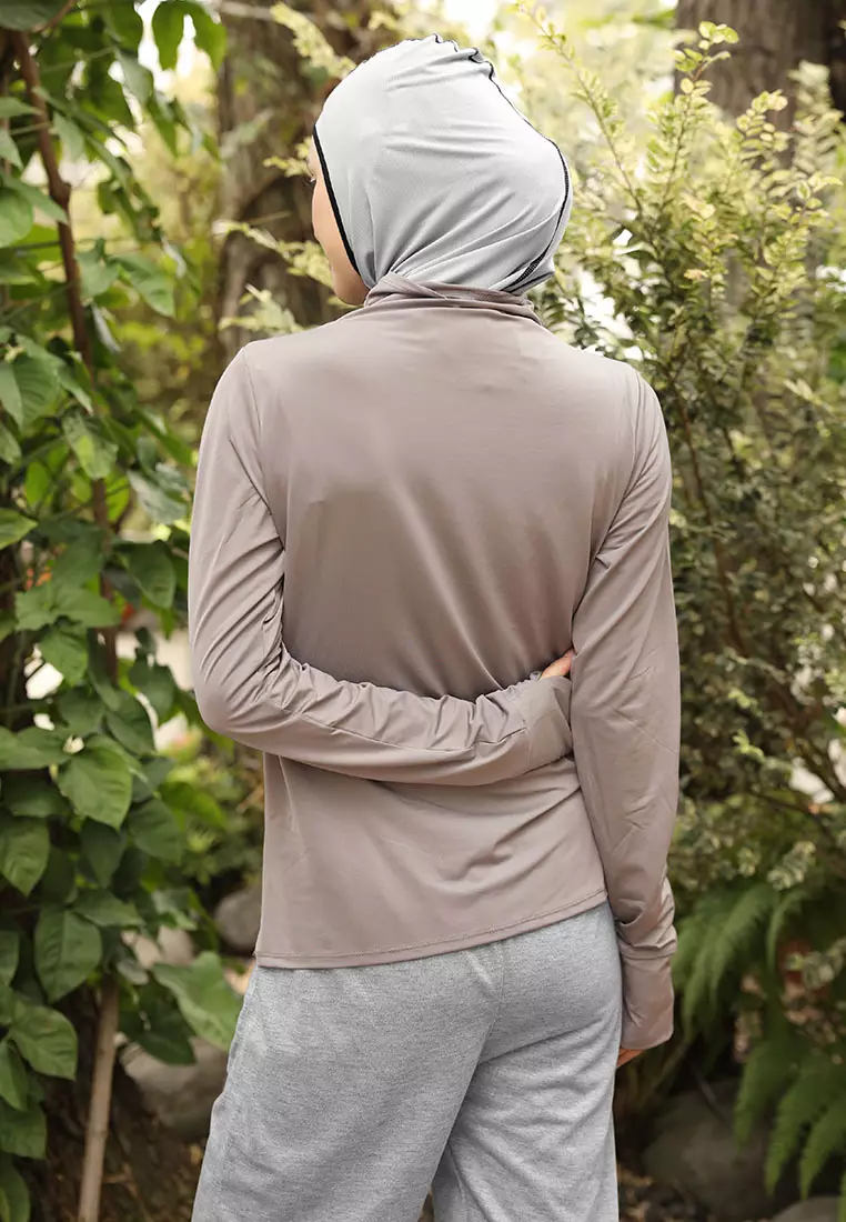 Zelena - Haya Inner Thumbhole Dry Fit | Kaos Olahraga Polos - Savannah Tan - L