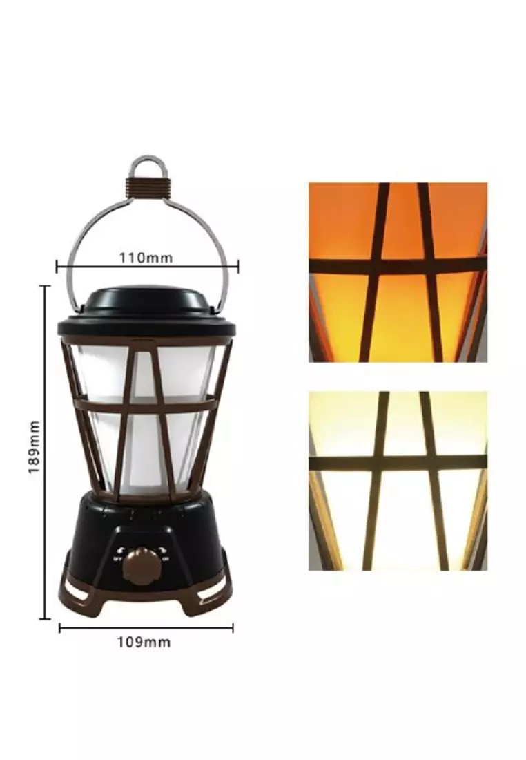 LED Retro Portable Lamp Outdoor Camping Lantern Dynamic Flame