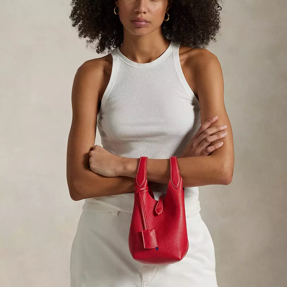 Polo Play Leather Small Tote and Crossbody Cherry