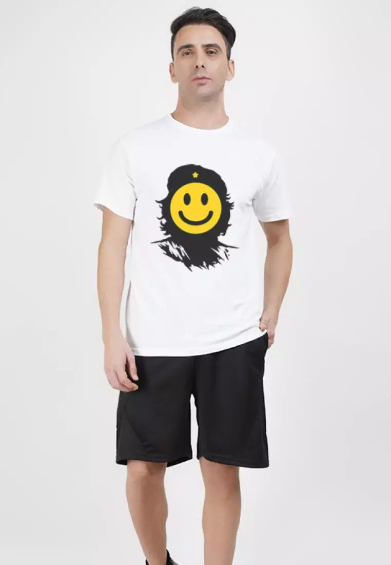 笑脸短袖白色棉质 T 恤