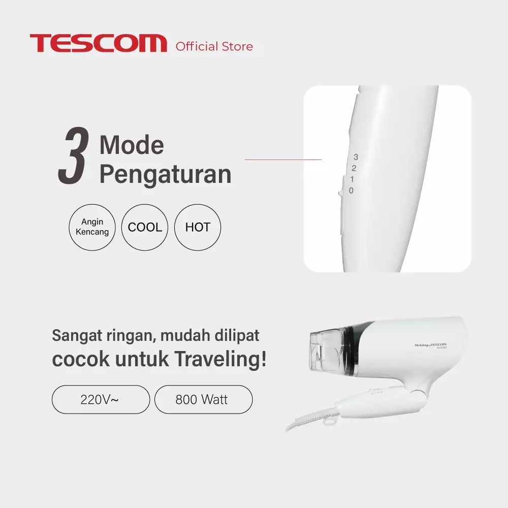 Paket Tescom Ion Hair Dryer NTID292 - Catokan Sisir NTIR1832